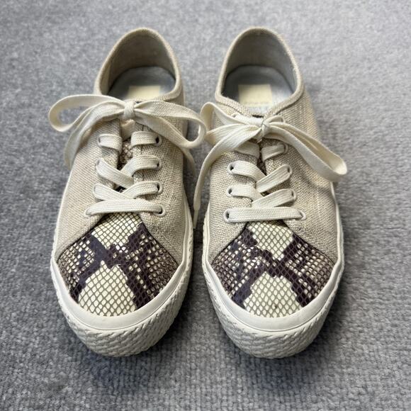 Dolce Vita Shoes Womens Size 8.5 Canvas Snake Print Lace Up Low Top Sneakers - Picture 2 of 12
